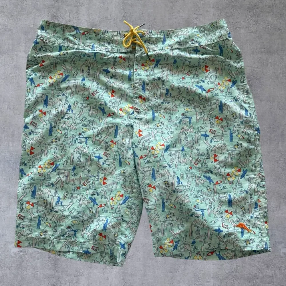 Tommy Bahama Swim Trunks Board Shorts Mens 38 Mint Green Surfer Beach Resort Y2K